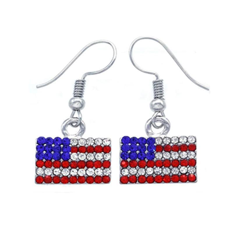 Independence Day Flag Hat, Slippers, Love Earrings, Red, White And Blue Striped Flag Earrings