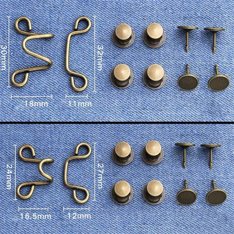 1 Set Nail-free Metal Jeans Button Snaps Detachable Pants Clips Buttons Pins DIY Waist Tightener Clothing Buckles Sewing Tools