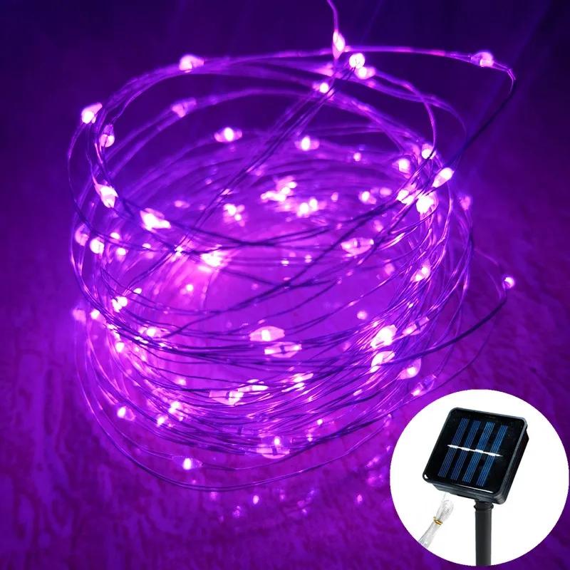Solar Outdoor Lights LED Fairy Garland Copper Wire Light for Christmas Party Waterproof String Lights Garden Wedding Decorations