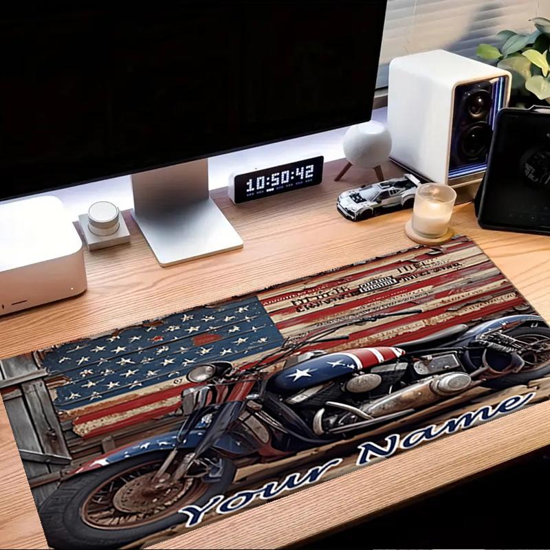 1PC Custom Name Rustic Motorcycle Americana Mouse pad, keyboard and mouse desk pad, for computer notebook Birthday Gift For Any Room Or Office