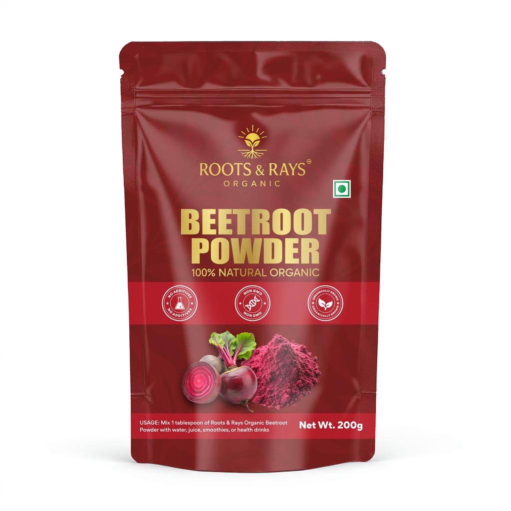 ROOTS & RAYS BIO-RÜBENPULVER | 100% reines & natürliches Superfood | Reich an Eisen, Antioxidantien & Nitraten für Energie, Ausdauer & Blutzirkulation |