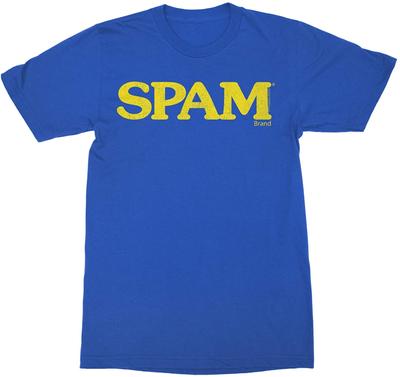 Spam Canned Hormel Co Spam Distressed Logo Royal Blue Adult T-Shirt Tee