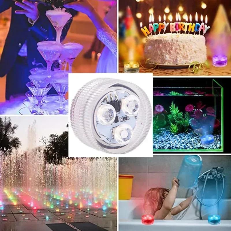 Led Swimming Pool Light Remote Control RGB Dive Fish Light 3LED Underwater Lamp Portable Battery Operated for Vase Aquarium