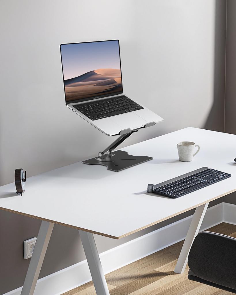 JCZT Laptop Stand Tablet PC Stand with Adjustable Height and Improves Relieves Back Ideal for Working from Zoom Lightweight Metal Fits Macbook Macbook