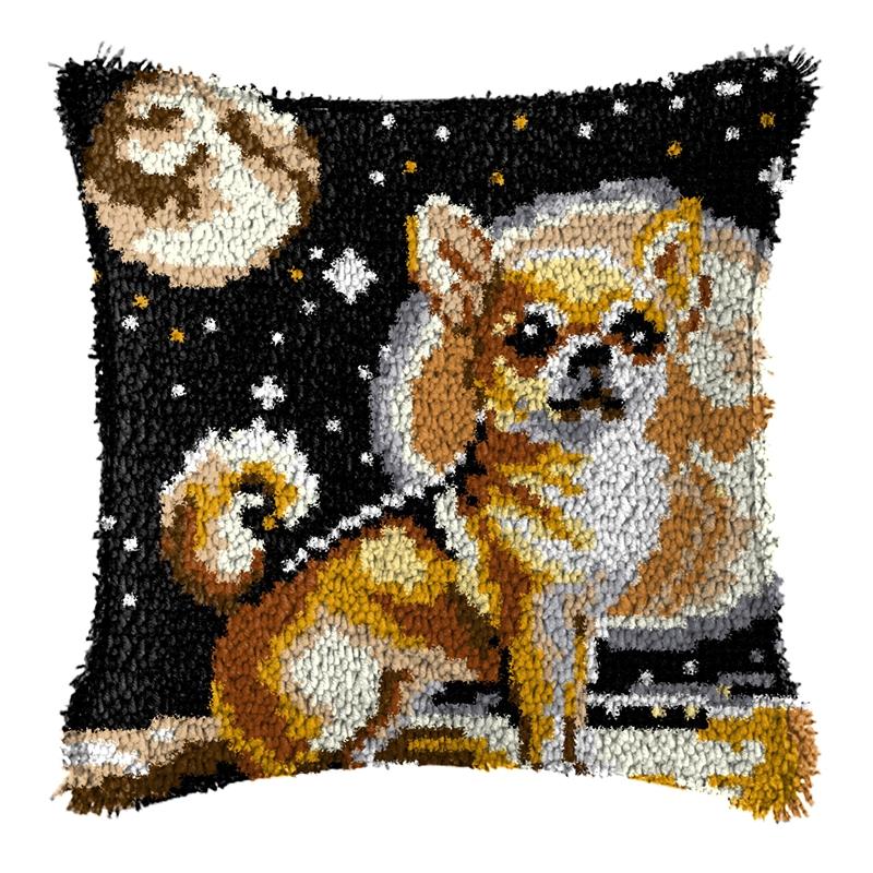 Cute Animals Latch Hook Kit Embroidery Pillow Knotted Stitch Embroidery Kit Hand Hooks Knitted Carpet Latch Hook Rug Kits Decor 