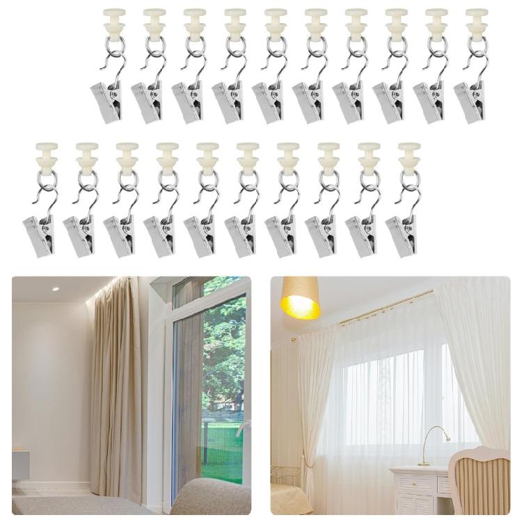 Curtain Pulley Clamps 30pcs Curtain Clamps 30pc Gliders for Curtain Track Roller for Frequent Curtain Changes