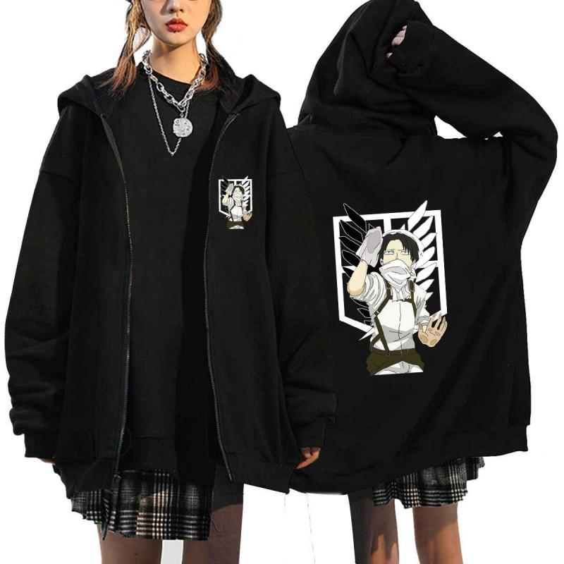 Anime Attack On Titan Printed Zip-Up Hoodie Unisex Casual Sportswear Long Sleeve Sweatshirt