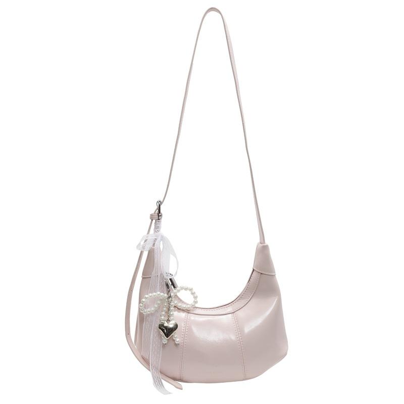 Popular Wholesale Fashion Simple Oil Wax Skin Niche Solid Color Dumpling Bag Temperament Commuting To Work Versatile Messenger Women's Bag