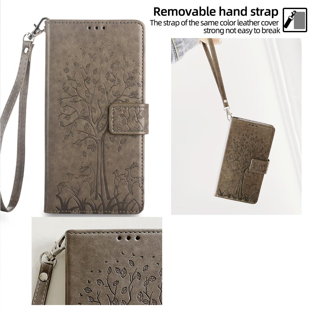 For Honor Play 50 Plus 5G/Play 8T 5G/X7b 4G/90 Smart Case Imprinted Deer Tree Pattern Leather Phone Wallet Cover