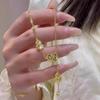 Golden CNC Double Fortune Gourd Jewelry Set: Crushed Ice Necklace, Bracelet, Double-Sided Pendant