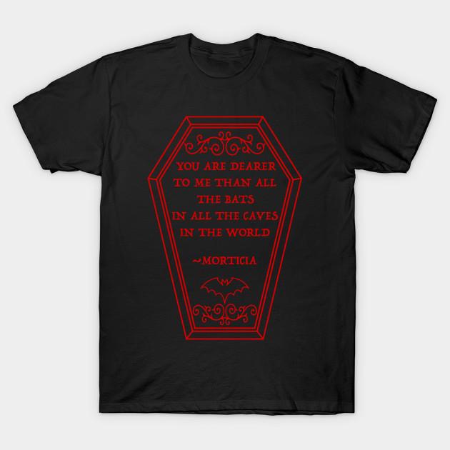 

Men Black Print T-shirt Morticia Quote In Coffin No-Cut Transfer Paper Print Cotton Tshirt 3XL