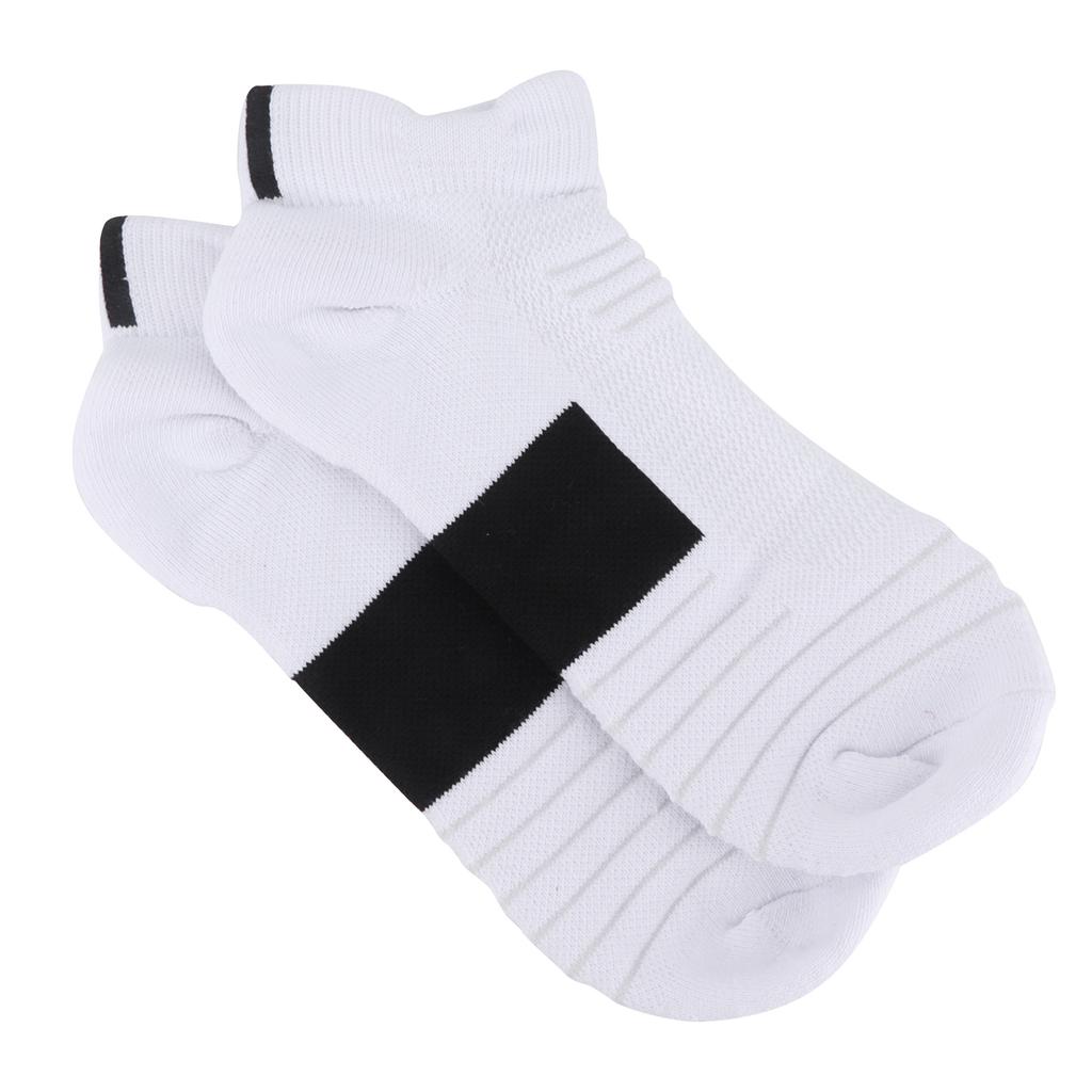 Kammad bomull Sport Basketboll Andningsbara Förtjockade Löpning Stötdämpande Strumpor(Vit Svart )