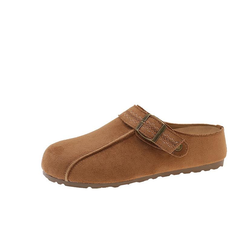 Thick-soled retro half-slippers women's autumn new lazy people wear bag-head slippers women