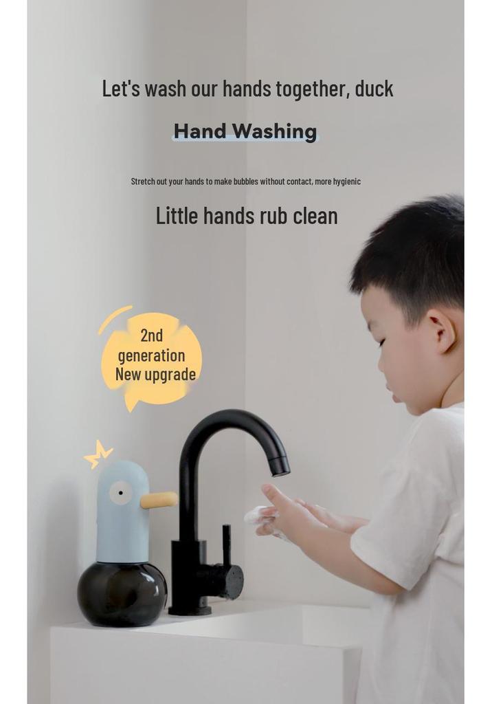 Dispenser Automatico di Sapone Liquido Schiumogeno a Forma di Anatra per Bambini - Schiuma a Due Stadi, Impermeabile, Lunga Durata della Batteria
