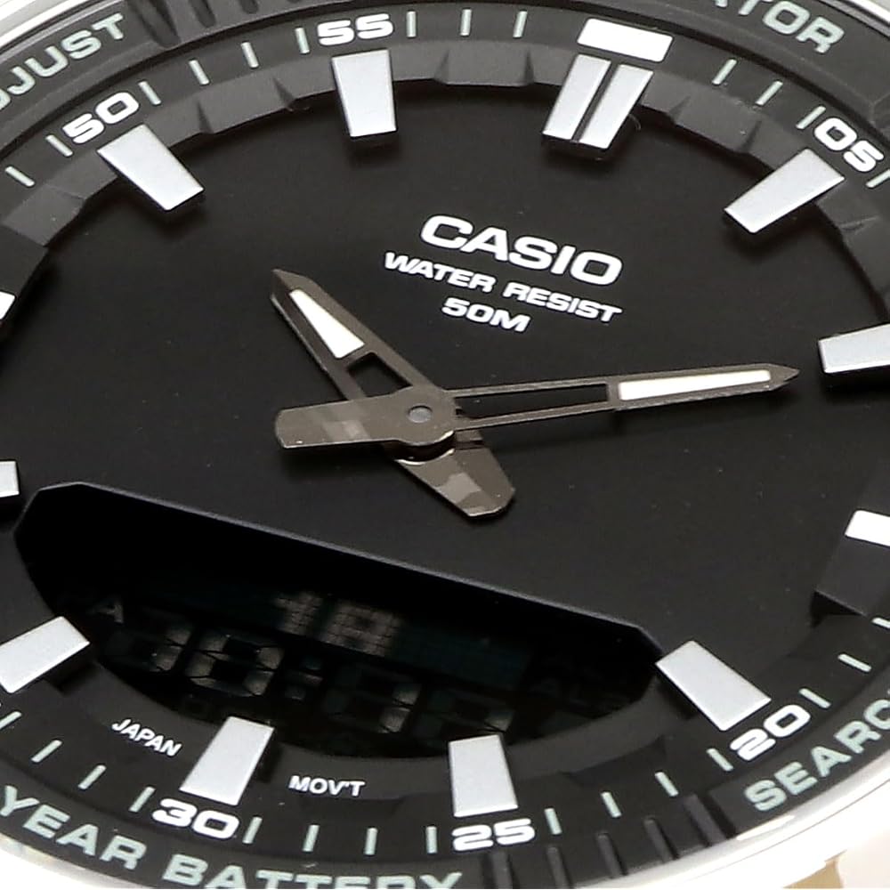 Casio World Time Analog-Digital Quartz Men's Watch AMW-880-1AV Black Imported Model