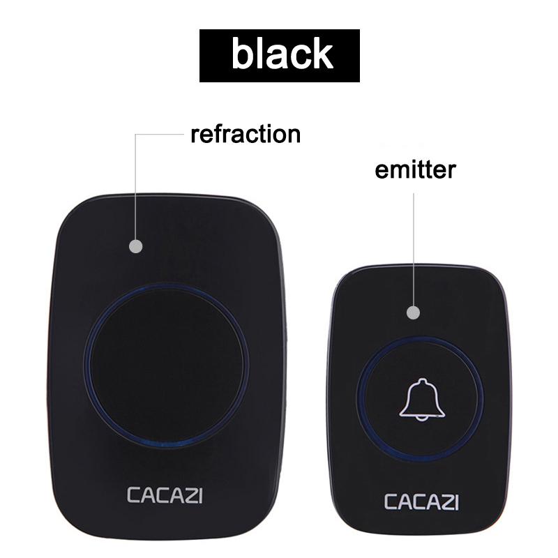DC Wireless Waterproof Doorbell with battery A10 black 300M Remote 36 chimes Cordless Home Cordless Call Bell