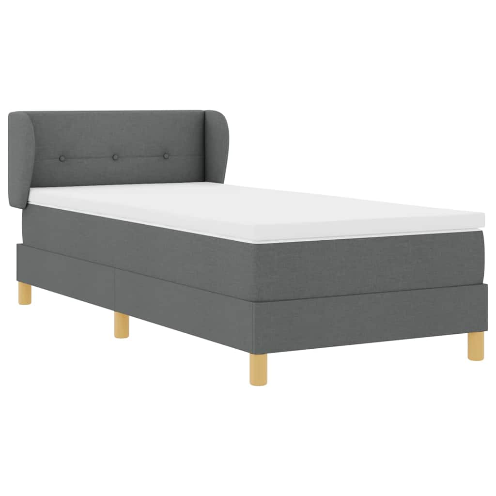 Boxspring Bed with Headboard Dark Grey 100 x 200 cm Fabric