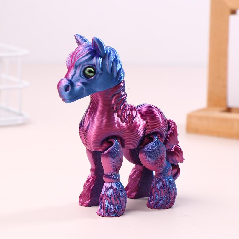3D Printed Toy Sunshine Rainbow Horse Simulated Statue Cute Pony Joint Tail Movable Figurine Office Decor Children'S Gift