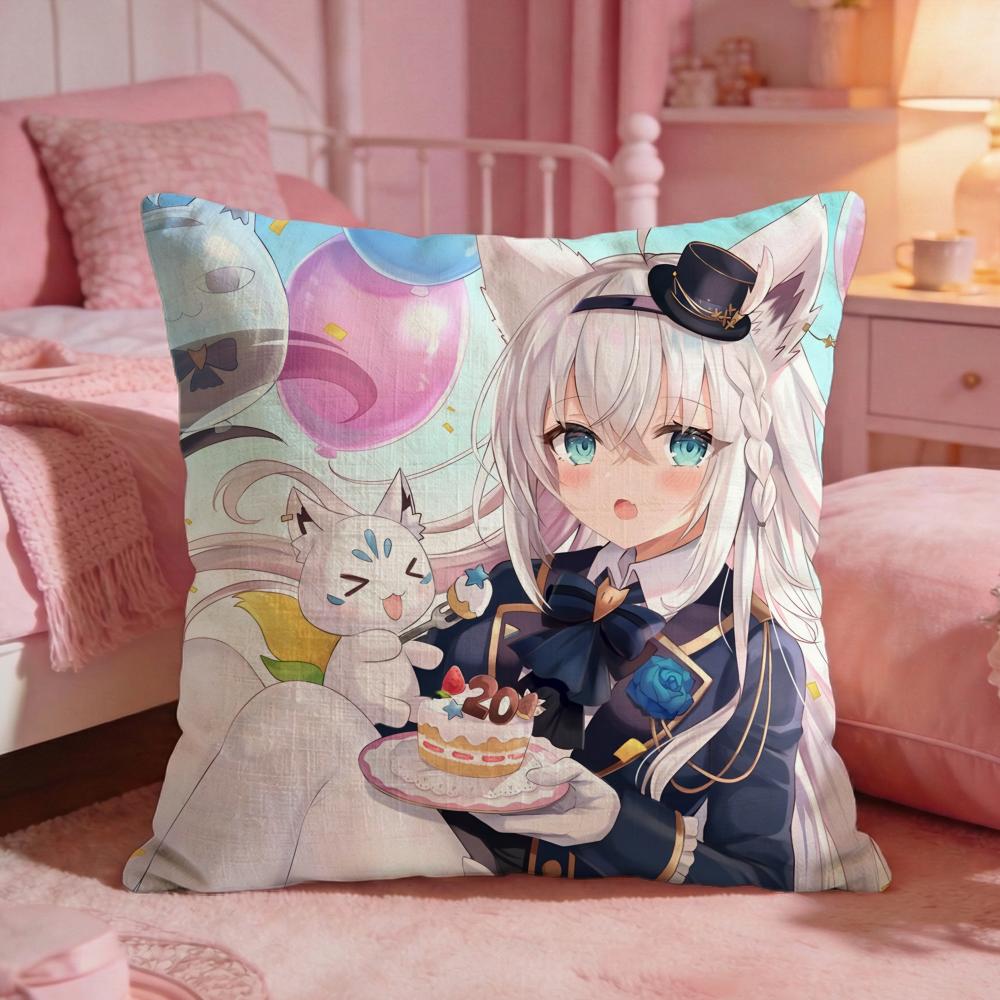 Cute SShirakami FFubuki Cushion Cover Premium Comfort Reversible Pillow Cove Two In One Design For Any Room Car Interior