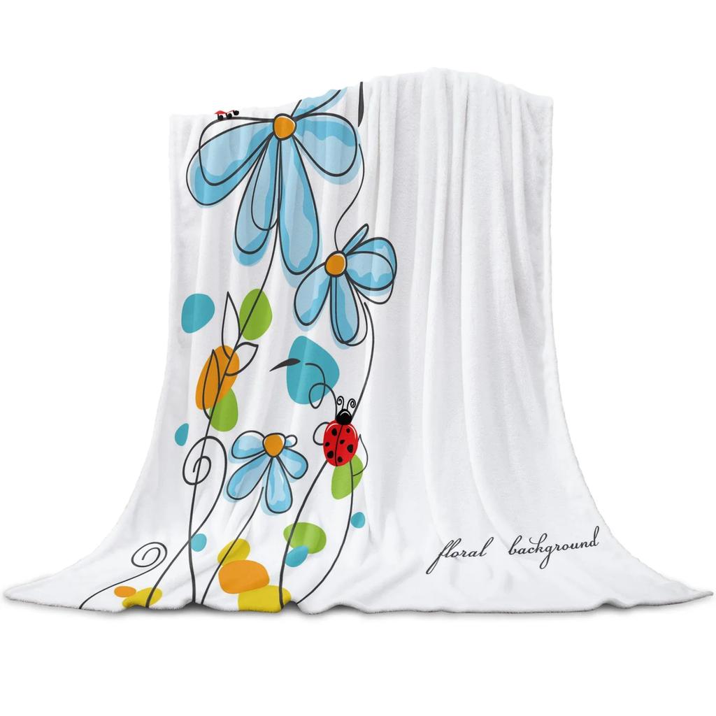 Coperta in pile leggera, super morbida, accogliente, rossa con coccinella su sfondo bianco, coperta regalo per adulti e bambini