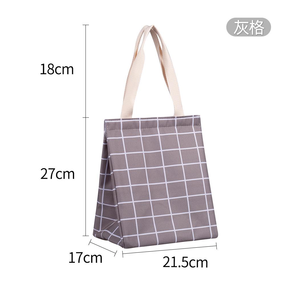 1pc Simple Lattice Pattern Lunch Storage Handbag Waterproof Aluminum Foil Lightweight Insulated Picnic Bag For Women Men