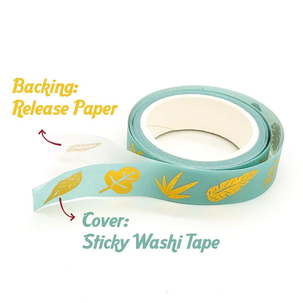 Yubbaex Masking Tape with Gold Cute 15mm Wide x 4 Perfect for Gift DIY and Decorating Notebooks Foil, Design, Rolls, Wrapping, Crafts, (Geometric