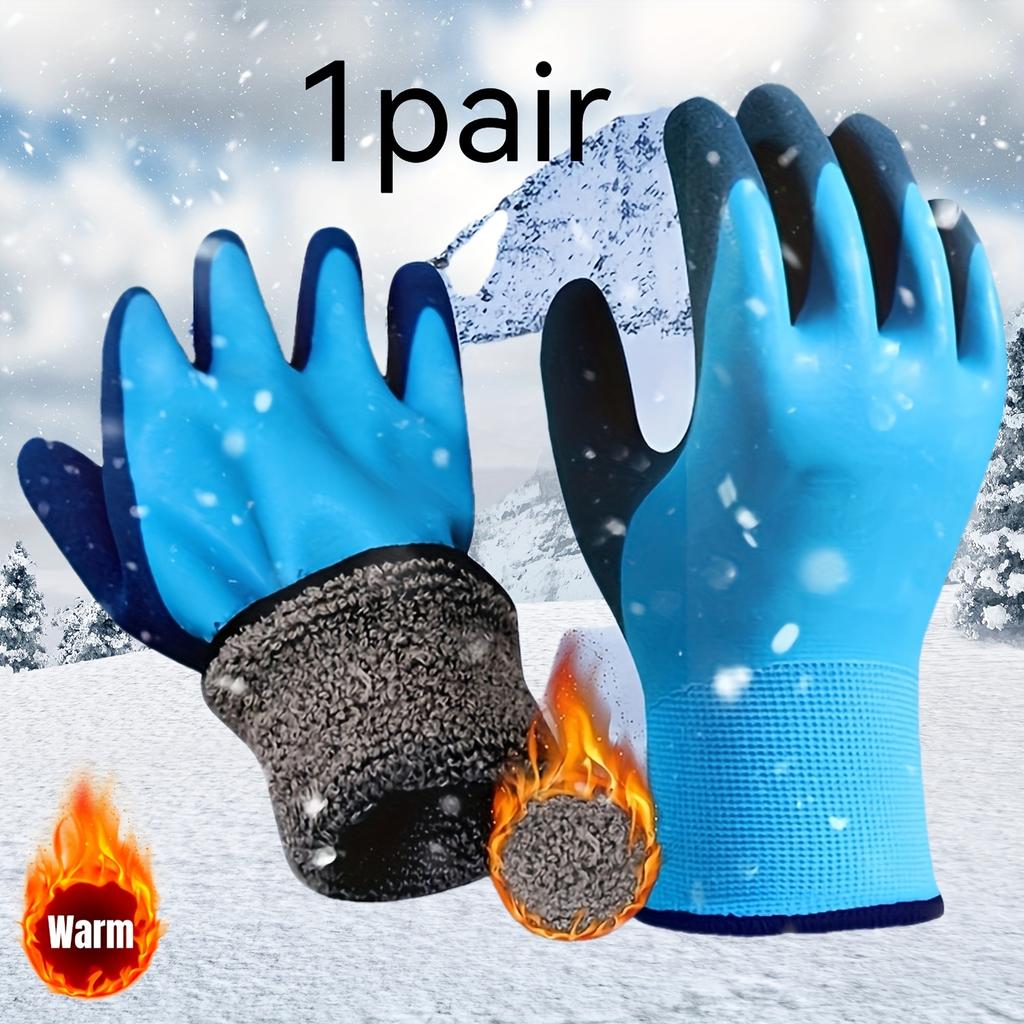 1 pair Thickened Cold-Resistant Blue Gloves | Anti-Low Temperature & Non-Slip Design Unisex Household Gloves,Cold Weather Gloves
