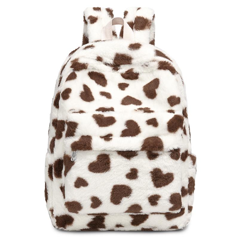 2026 High Quality Casual Plush Sweet Interior Zipper Pocket School Bags Fashion Color Blocking Large Capacity Commute Backpacks