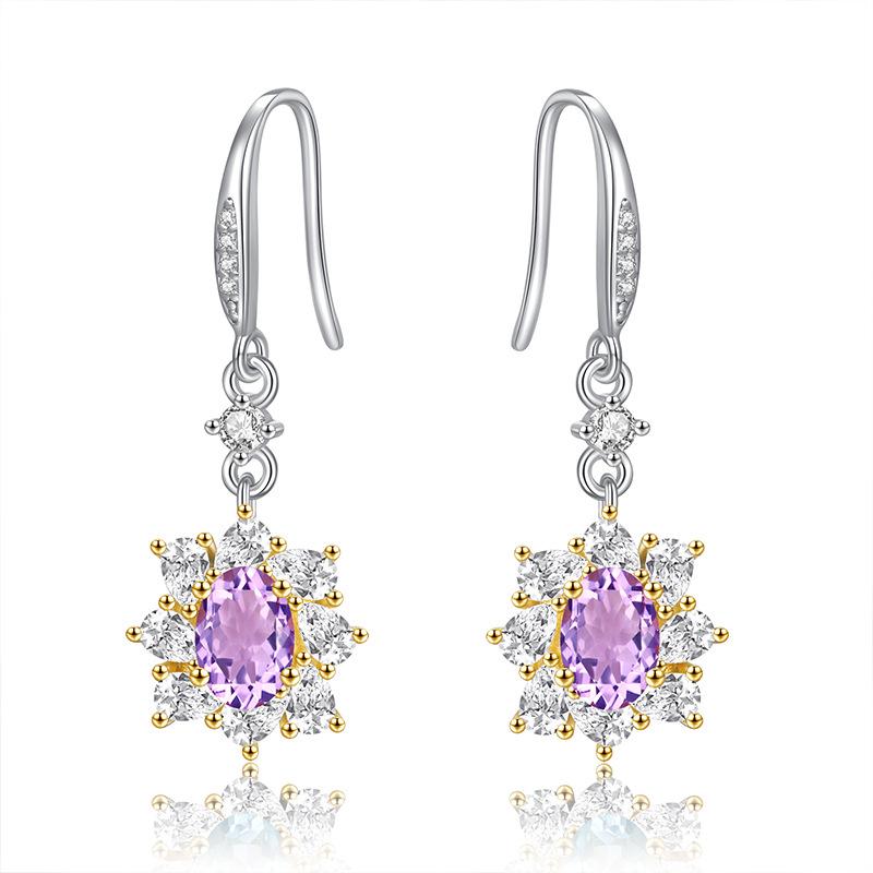 

Premium sense niche light luxury S925 sterling silver natural colored treasure earrings, earrings, daily birthday gifts 925 silver