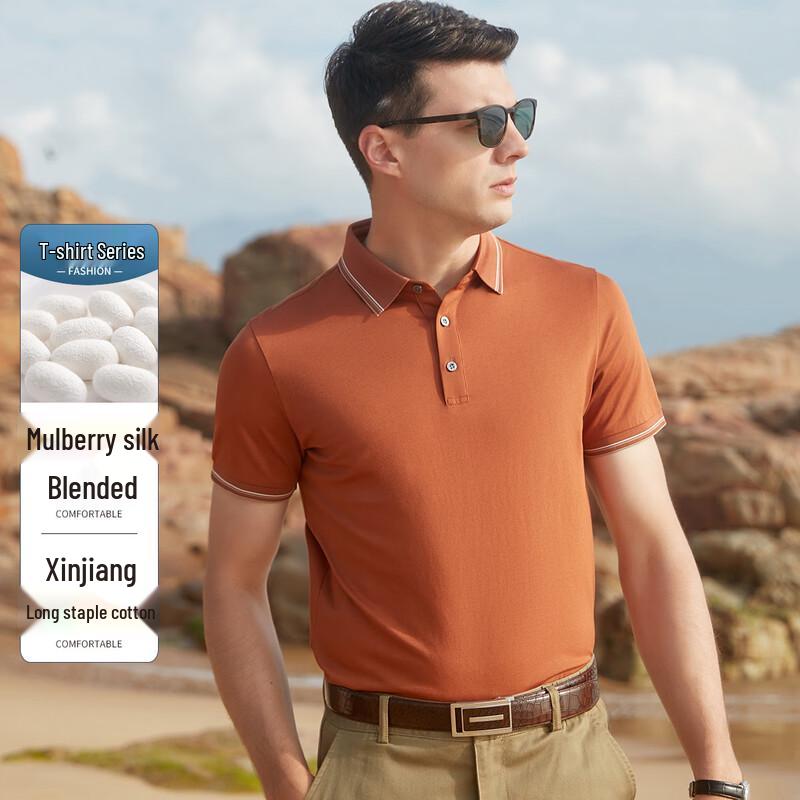 Antonio Men s Cotton Blend Silk Color-Block Polo Shirt 3XL