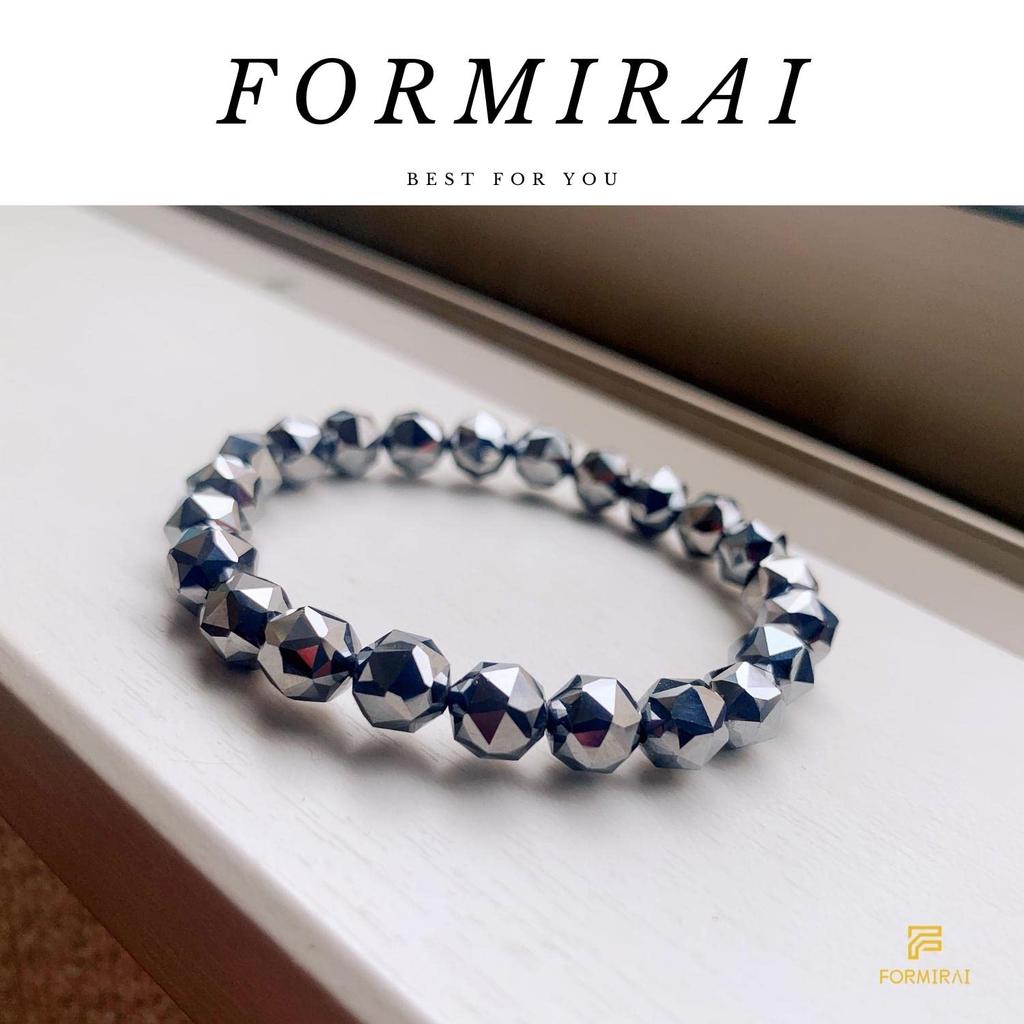 FORMIRAI Terahertz Crystal Bracelet, Star Cut, 6mm, 8mm, 10mm, High Purity (99%), Includes Drawstring Bag (8mm Beads, Approx. 15.5cm)