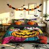 Juego de Ropa de Cama con Estampado de Calabazas de Halloween de 3 Piezas Sin Relleno Funda Nórdica 2 Fundas de Almohada Suave Cómodo Lavable a Máquina