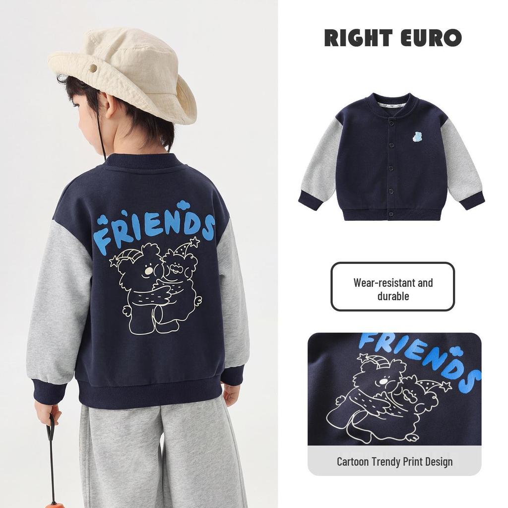 European Boys' Baseball Jacket - Spring 2026 Toddler/Children Casual Top for Spring/Autumn