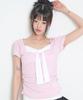 ILLIGO Layered Ribbon Tie T-Shirt Pink