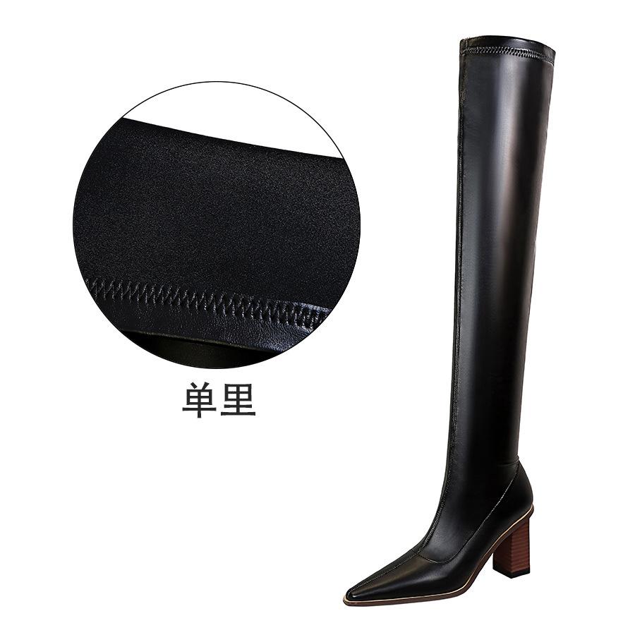 

Сапоги до колена с толстым каблуком и текстурой дерева в стиле ретро с острым носком и сексуальным педикюром 34