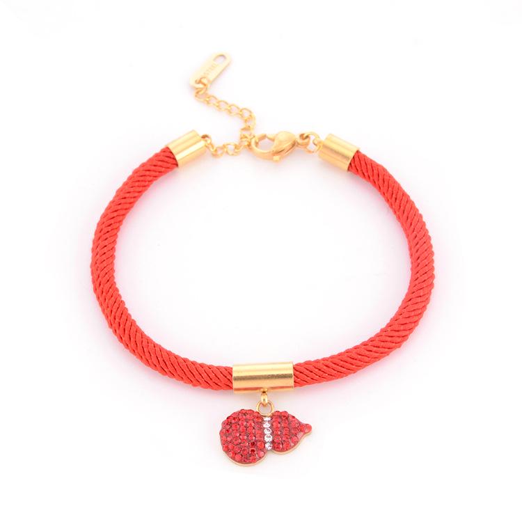 Zodiac Lucky Money Bag Titanium Steel Gold Gourd Red Rope Bracelet