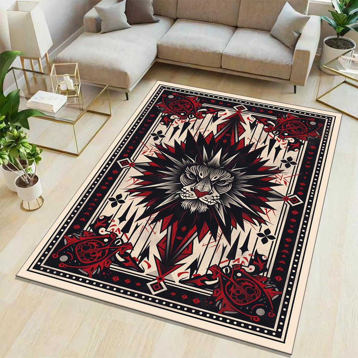 

Lion Print Polyester Area Rug - Aesthetic Home Decor Art Mat for Kitchen, Dining, Living Room, Bedroom, and Bathroom - Heavy Dut 50x80cm