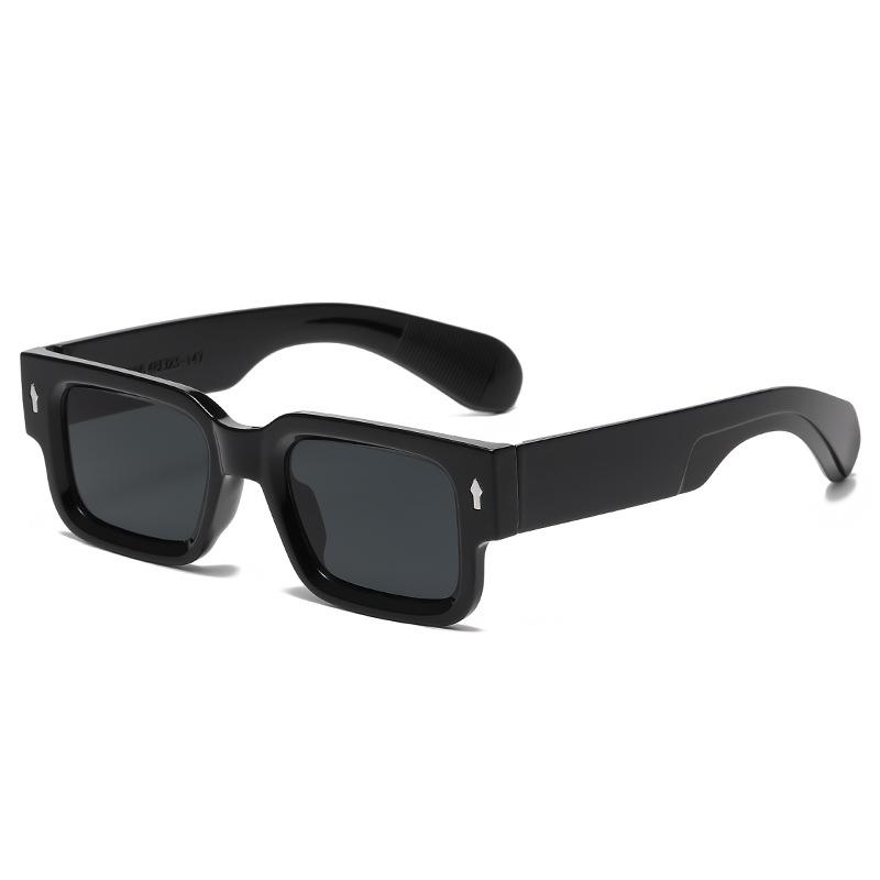 Retro Modern Unisex Small Arrow Rivet Sunglasses - Thick Frame Rectangular Design