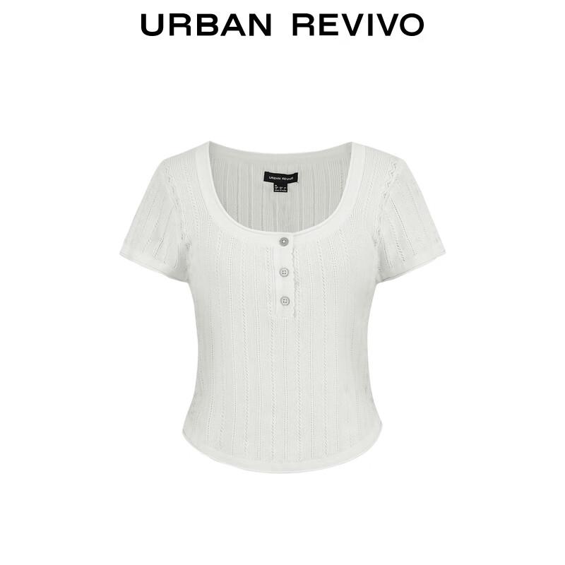 UR 2025 Women's Short Sleeve Button Knit Top
