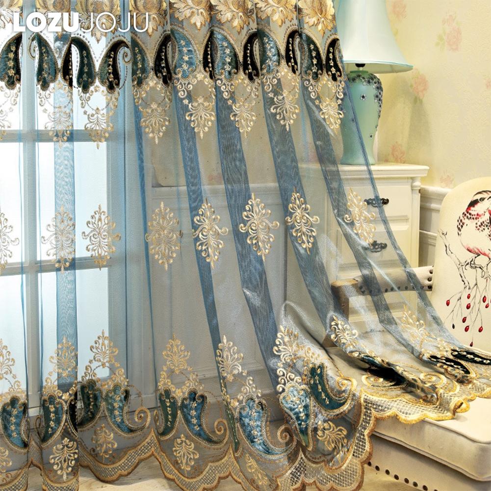 1PC LOZUJOJU 10-20% Blackout European High-end Embroidered Sheer Curtain for Living Room Bedroom Home Decor