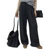 Gray High-Waist Wide-Leg Sweatpants: Women's Petite Floor-Length Draping Pants for 2025 Autumn/Winter
