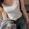 Women's Modal Slim Fit Sleeveless Bottoming Shirt with Lace Edge - Scoop Neck, Thin Section for Spring and Summer