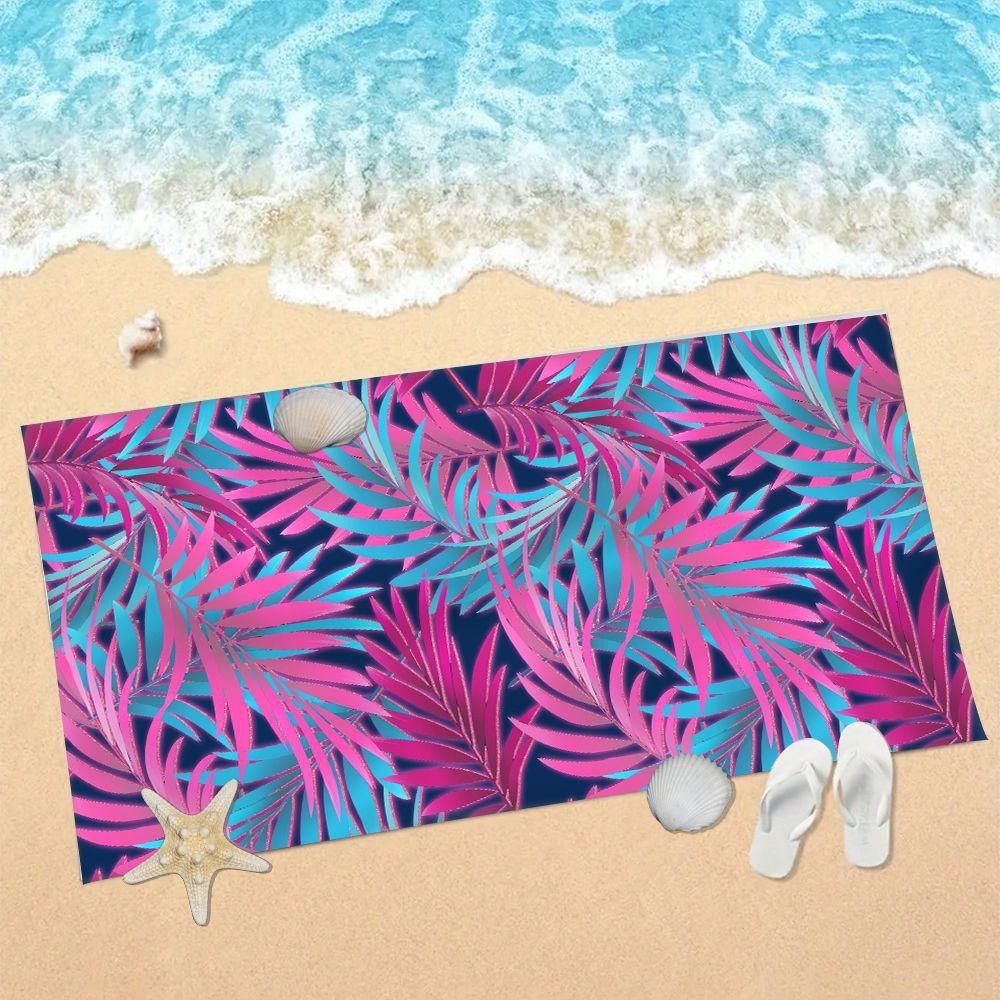 

Tropical Plumeria Flower Beach Towel Striped Floral Coastal Vacation Print Soft Absorbent Quick Dry Beach Blanket for Travel W30*H60(CM)