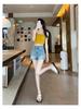 Sweet & Spicy Age-Defying Slim-Fit High-Waisted Denim Shorts with Bowknot Embroidery, Trendy A-Line Summer Straight-Leg Hot Pants for Women