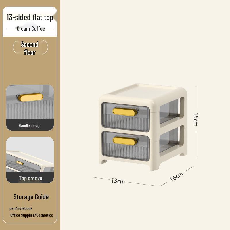 Multi-layer Desktop Organizer: Drawer-Type Storage Box for Office Supplies, Stationery, and Cosmetics