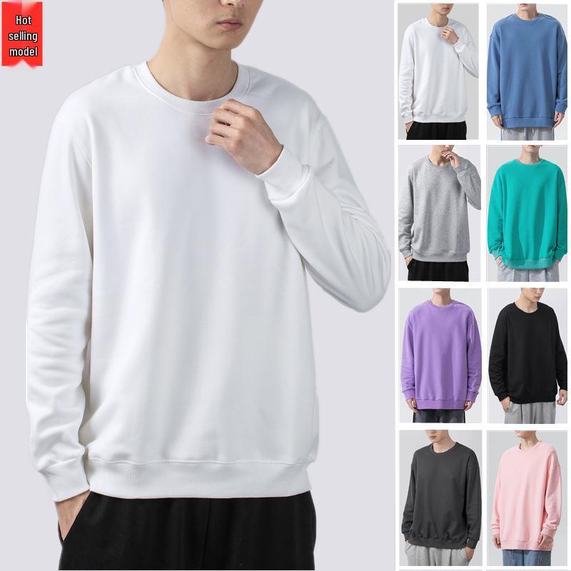 Men's Oversized Korean Style Crew Neck Sweatshirt, Versatile Long Sleeve for Autumn/Winter