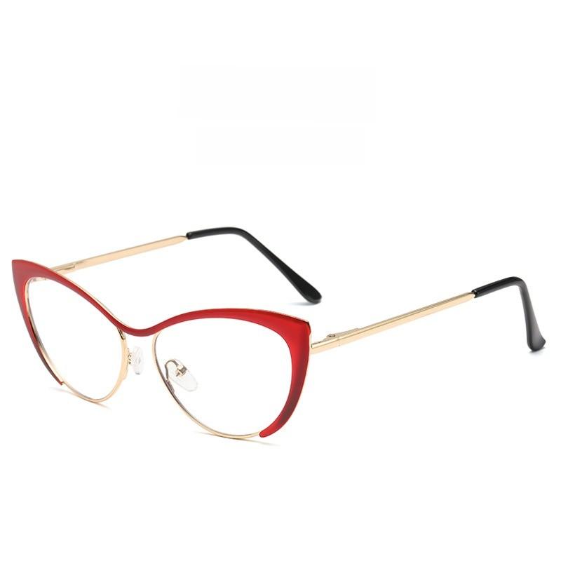 

Retro Cat Eye Glasses Frame With Blue Light Blocking For Women Chic Office Fashion Red