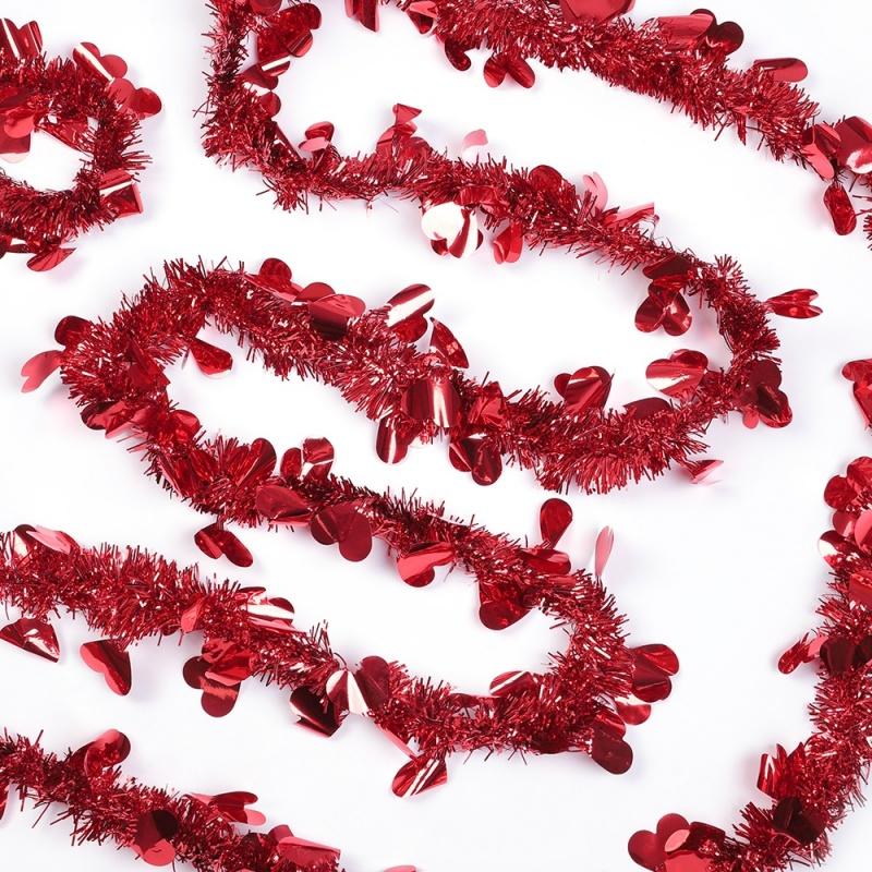 Valentine's Day 2m Artificial Sparkling Flower Wreath Metal Wire Flower Heart-Shaped Hanging Decoration DIY Party Wedding Decor