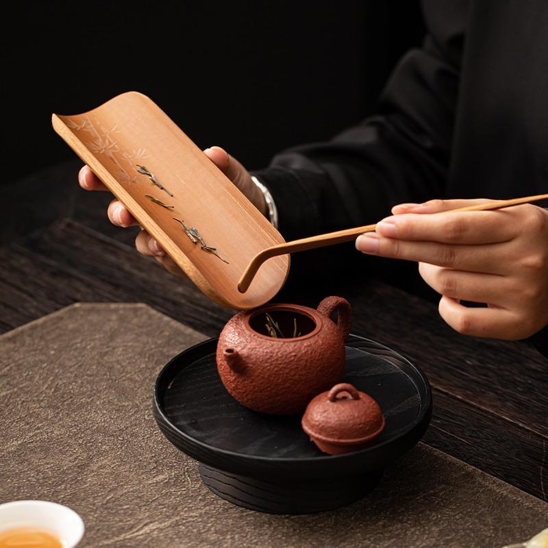 Wenzhu Tee-Set aus rein handgefertigtem chinesischem Natur-Bambus, lackfrei, Teelöffel, Teeklammer, Teelotus, Teezubehör