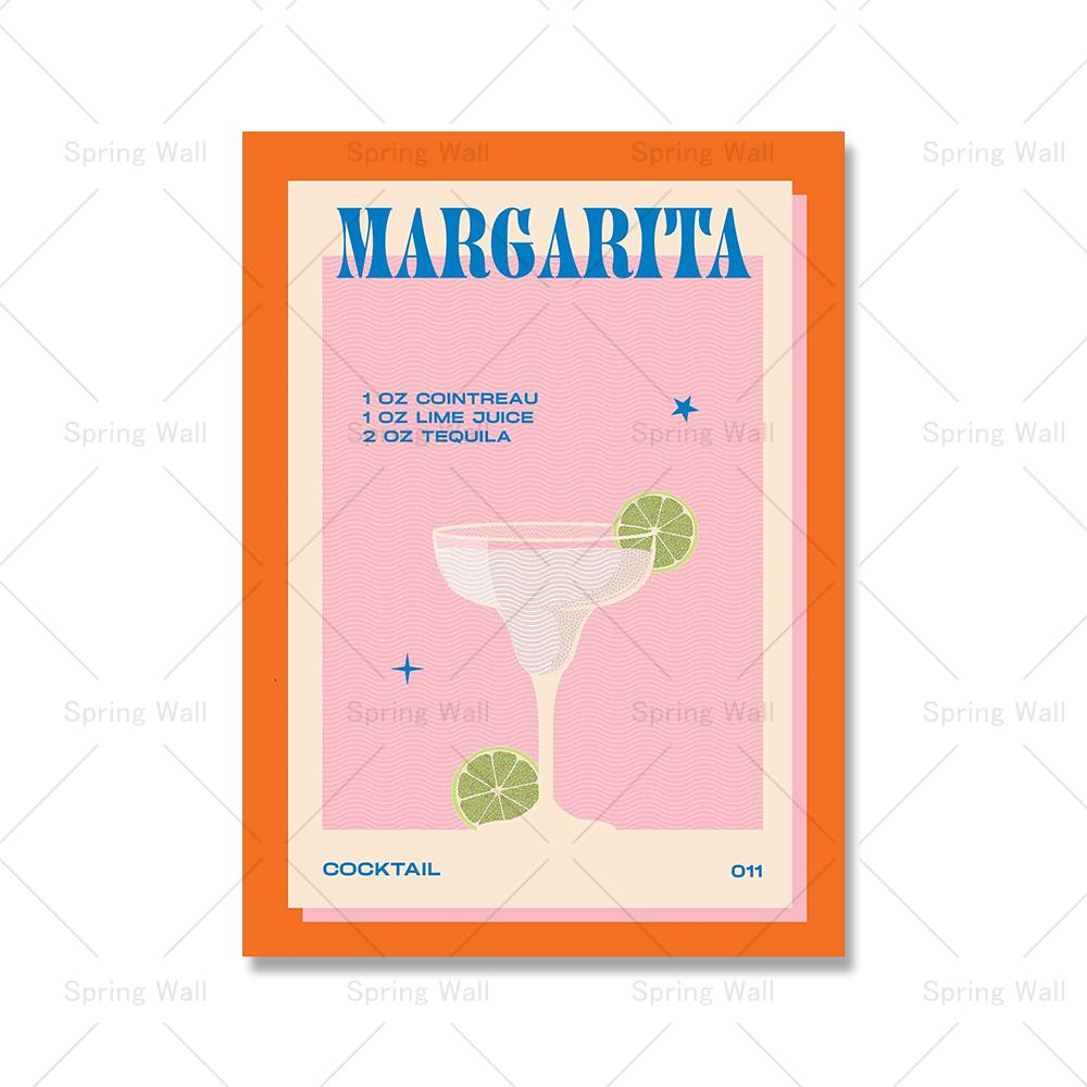 Modern Still Life Drinks Cocktails Strawberry Canvas Painting Coffee Shop Shop Bar Wall Print Poster Minimalist Art Home Decor